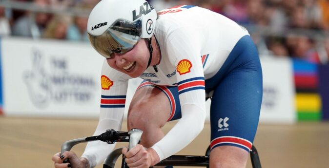 ©Tim Goode/Press Association Images - Great Britain?s Katie Archibald competes in the Women Elite Omnium Points Race during day seven of the 2023 UCI Cycling World Championships at the Sir Chris Hoy Velodrome, Glasgow. Picture date: Wednesday August 9, 2023. *** FRANCE ONLY *** (MaxPPP TagID: maxpaimagesthree369126.jpg) [Photo via MaxPPP]